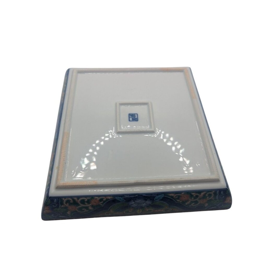 Japan Kozan Gama Porcelain Floral Square Bowl 10” - Picture 10 of 11